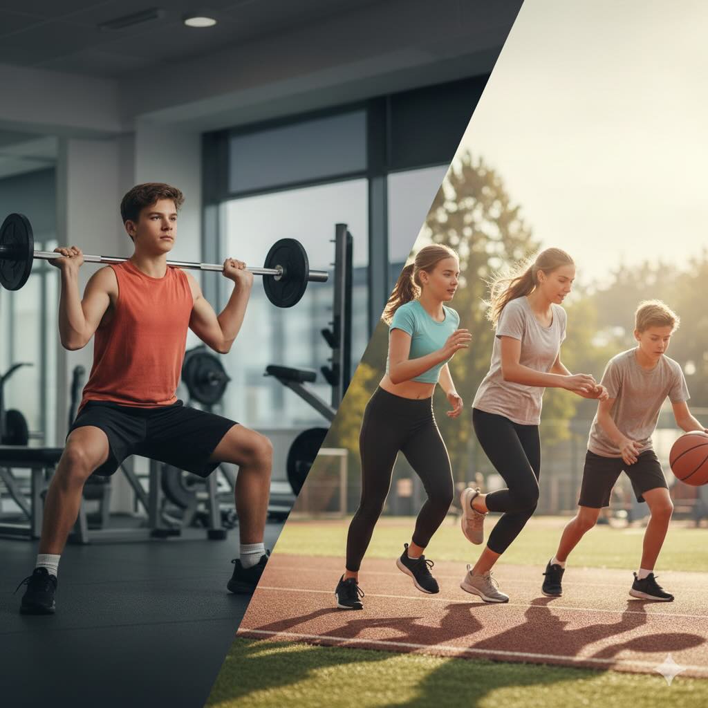 Kuvassa kreatiinia nauttineen nuoret ovat kuntosalilla