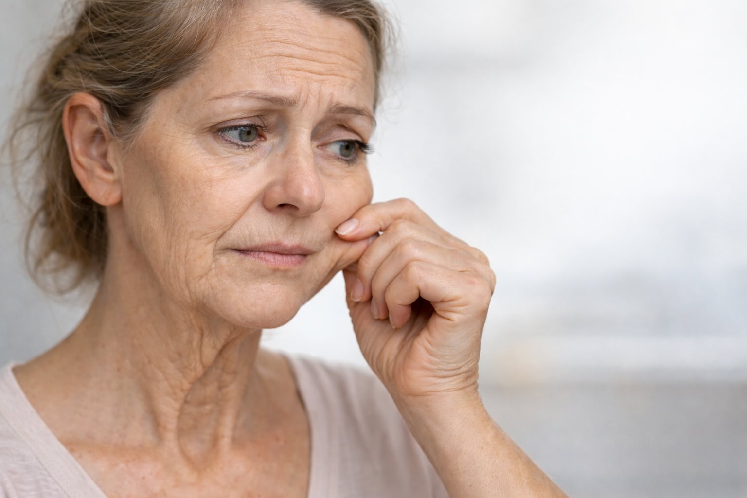 kuvassa nainen jolla on veltostunut ozempic naama