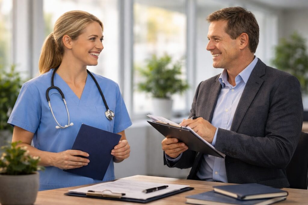 Sairaanhoitajan rekrytointi ulkomaille työhaastattelussa